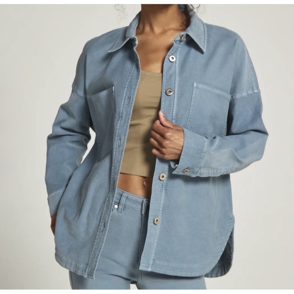 7 Diamonds Generation Oversized Shirt‎ Jacket Women's Large Light Denim Casual